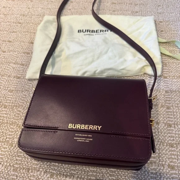 Burberry Small Leather Dark Purple Grace Bag - Picture 4 of 8